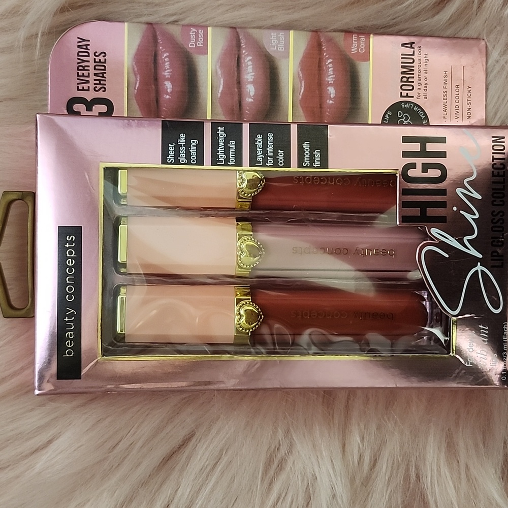 Brand New BEAUTY CONCEPTS HIGH SHINE 💋 LIP GLOSS COLLECTION-3CT